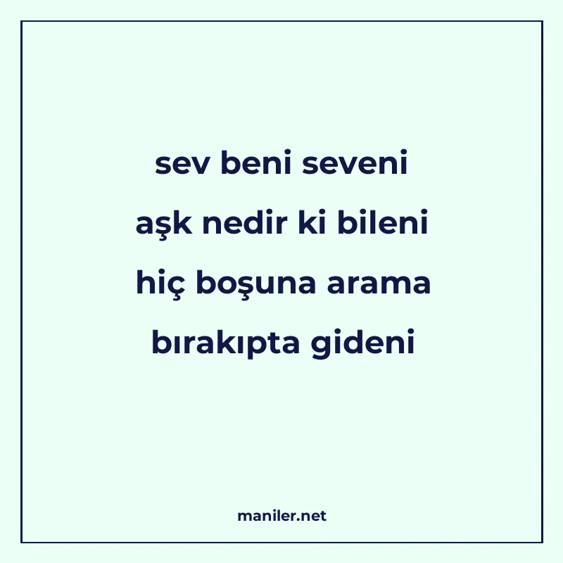 sev beni seveni aşk nedir ki bileni hiç boşuna arama bırakıp manisi görseli