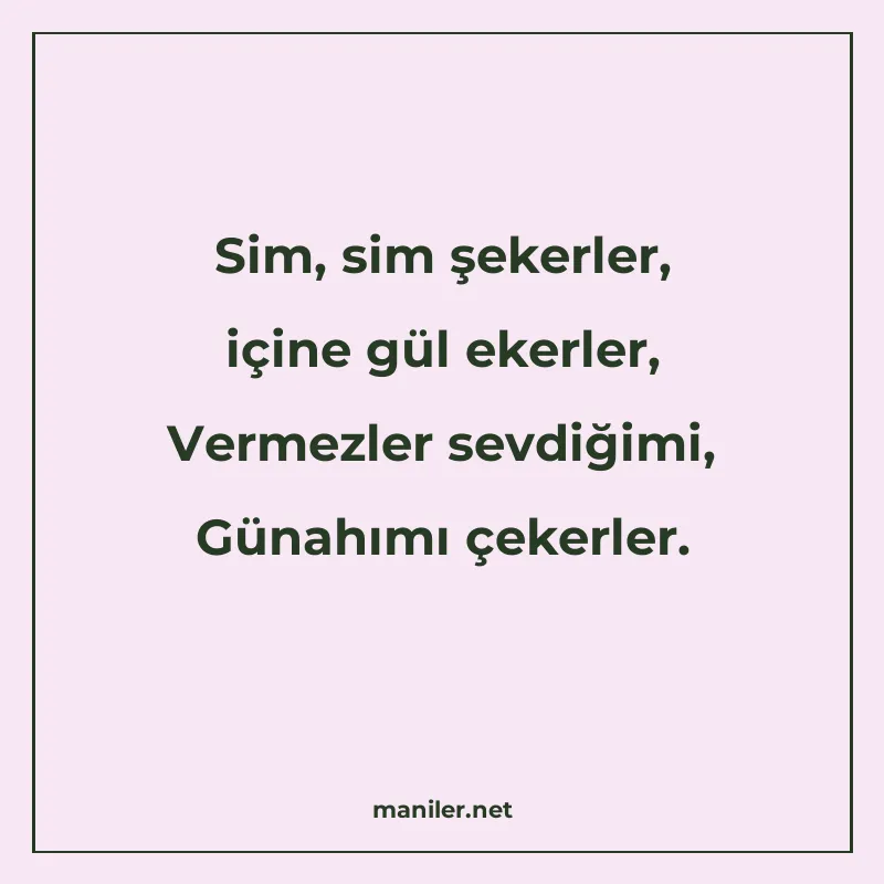 Sim, sim şekerler, içine gül ekerler, Vermezler sevdiğimi, G manisi görseli