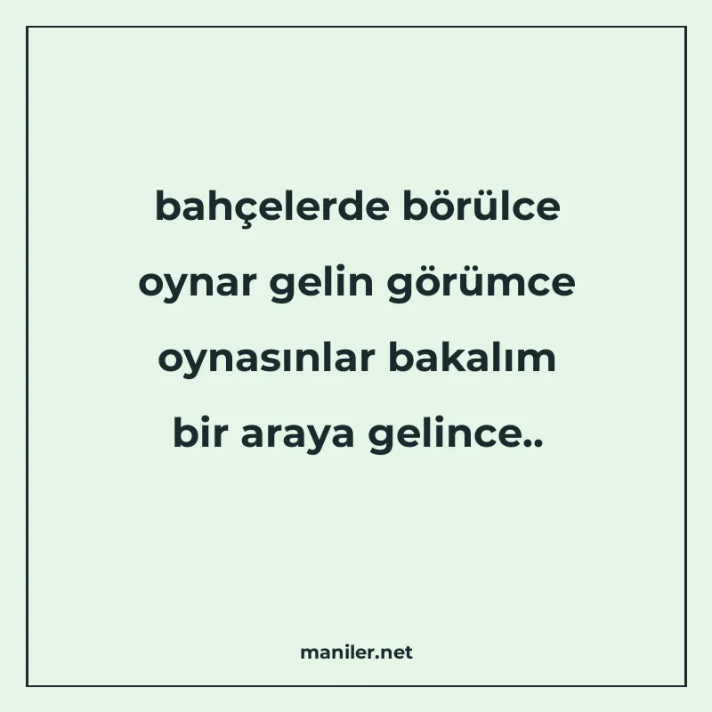 bahçelerde börülce oynar gelin görümce oynasınlar bakalım bi manisi görseli