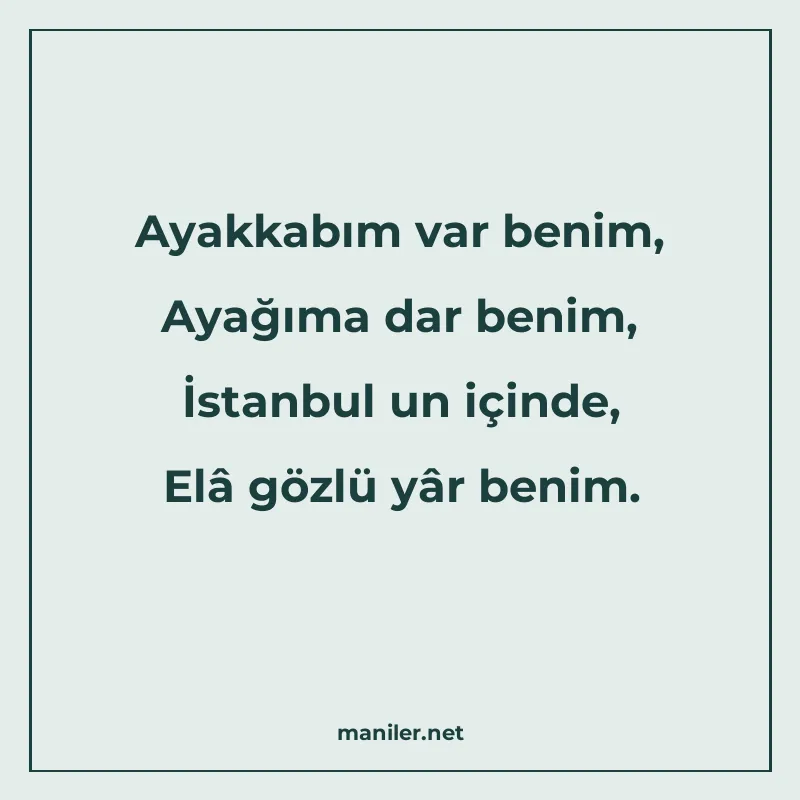 Ayakkabım var benim, Ayağıma dar benim, İstanbul un içinde manisi görseli