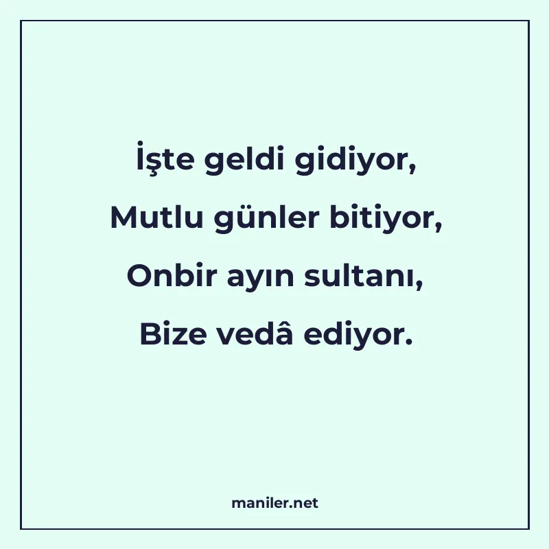 İşte geldi gidiyor, Mutlu günler bitiyor, Onbir ayın sultanı manisi görseli