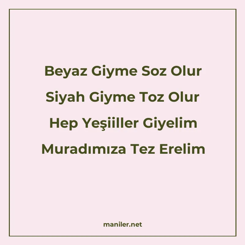 Beyaz Giyme Soz Olur Siyah Giyme Toz Olur Hep Yeşiiller Giye manisi görseli
