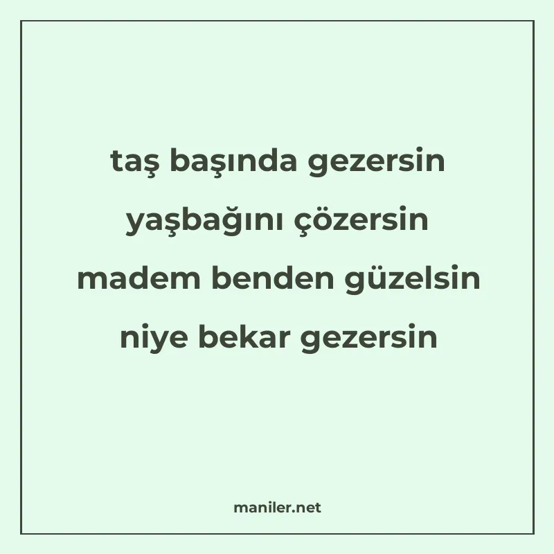 taş başında gezersin yaşbağını çözersin madem benden güzelsi manisi görseli