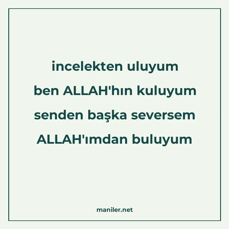 incelekten uluyum ben ALLAH'hın kuluyum senden başka severse manisi görseli