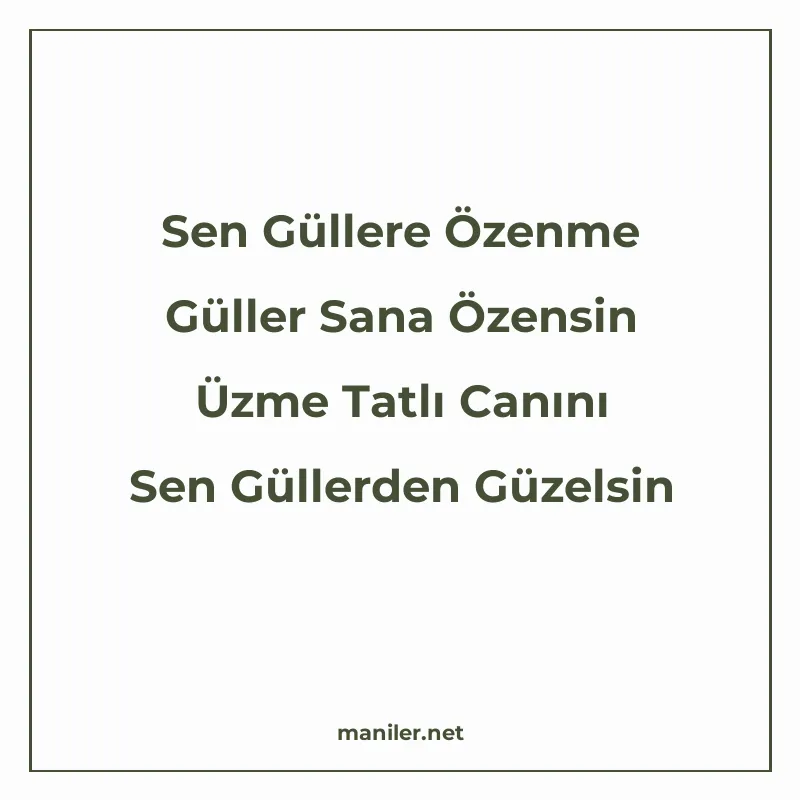 Sen Güllere Özenme Güller Sana Özensin Üzme Tatlı Canını Sen manisi görseli