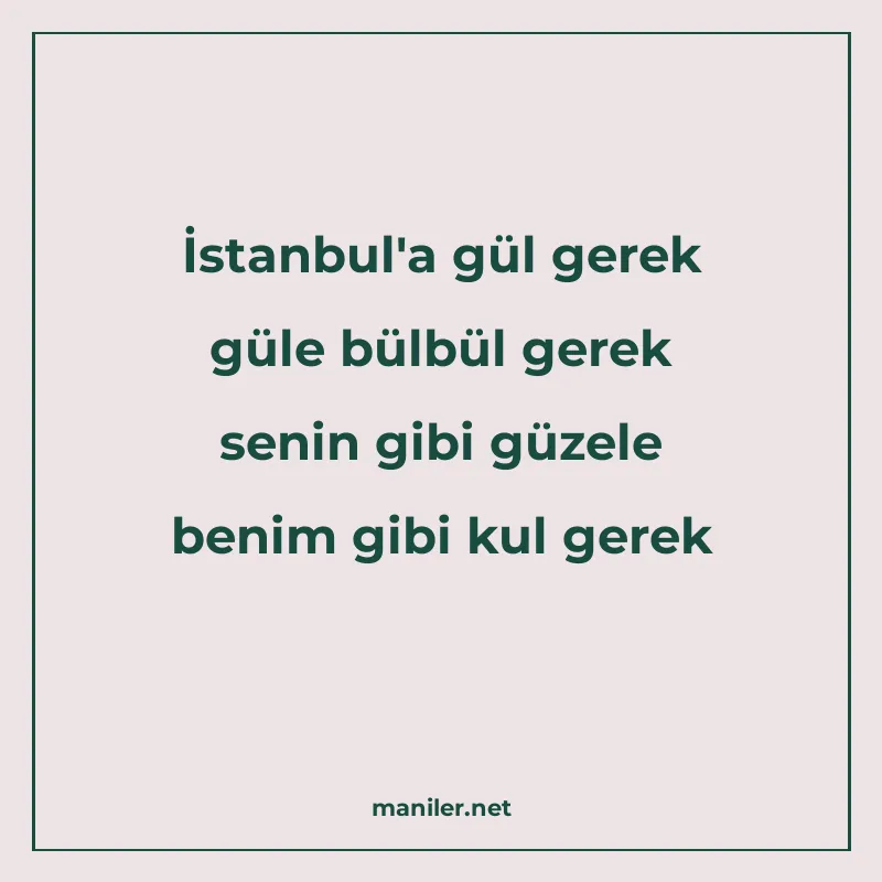 İstanbul'a gül gerek güle bülbül gerek senin gibi güzel manisi görseli
