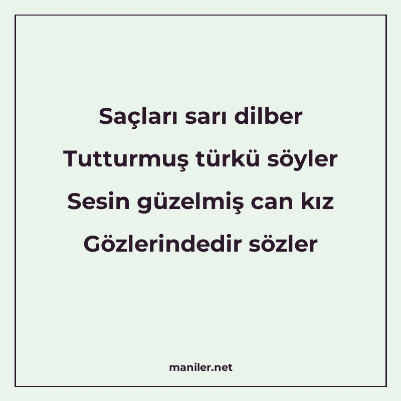 Saçları sarı dilber Tutturmuş türkü söyler Sesin güzelmiş ca manisi görseli