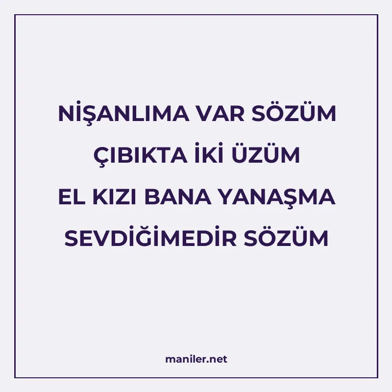 NİŞANLIMA VAR SÖZÜM ÇIBIKTA İKİ ÜZÜM EL KIZI BANA YANAŞMA SE manisi görseli