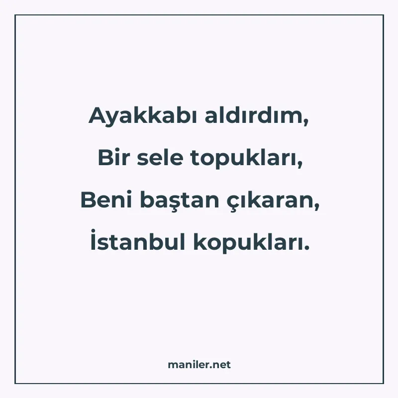 Ayakkabı aldırdım, Bir sele topukları, Beni baştan çıkaran manisi görseli