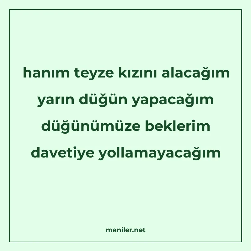 hanım teyze kızını alacağım yarın düğün yapacağım düğünümüze manisi görseli