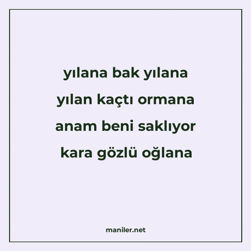 yılana bak yılana yılan kaçtı ormana anam beni saklıyor kara manisi görseli