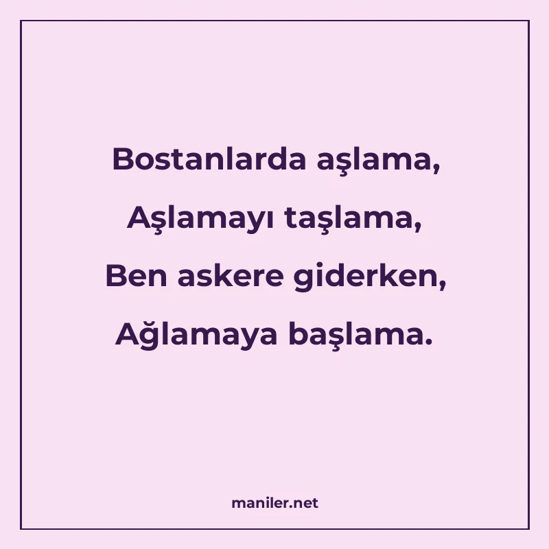 Bostanlarda aşlama, Aşlamayı taşlama, Ben askere giderken, A manisi görseli