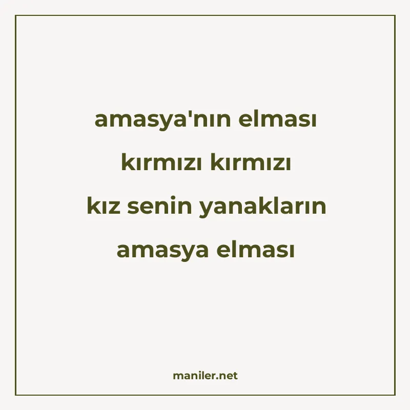 amasya'nın elması kırmızı kırmızı kız senin yanakların manisi görseli