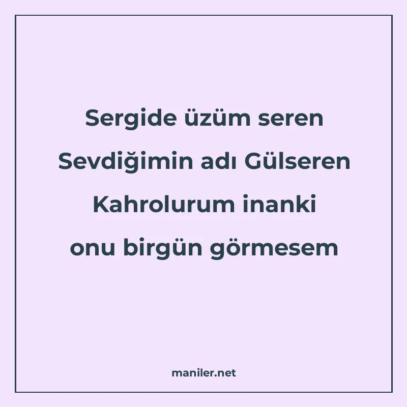 Sergide üzüm seren Sevdiğimin adı Gülseren Kahrolurum inanki manisi görseli