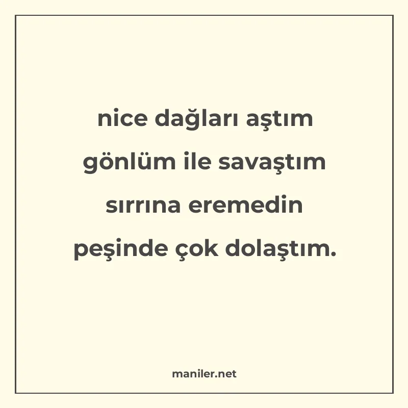 nice dağları aştım gönlüm ile savaştım sırrına eremedin peşi manisi görseli