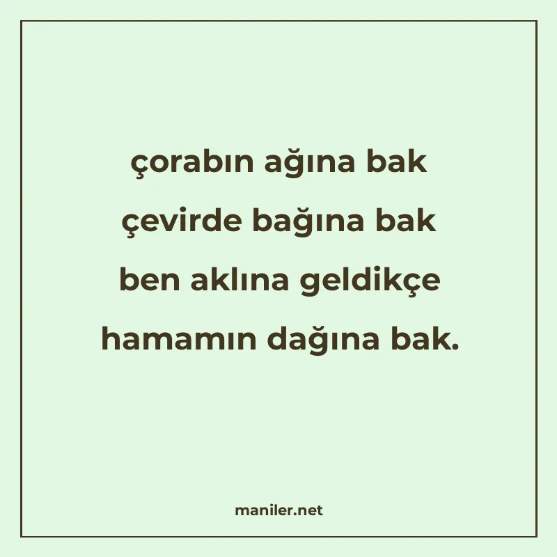 çorabın ağına bak çevirde bağına bak ben aklına geldikçe ham manisi görseli