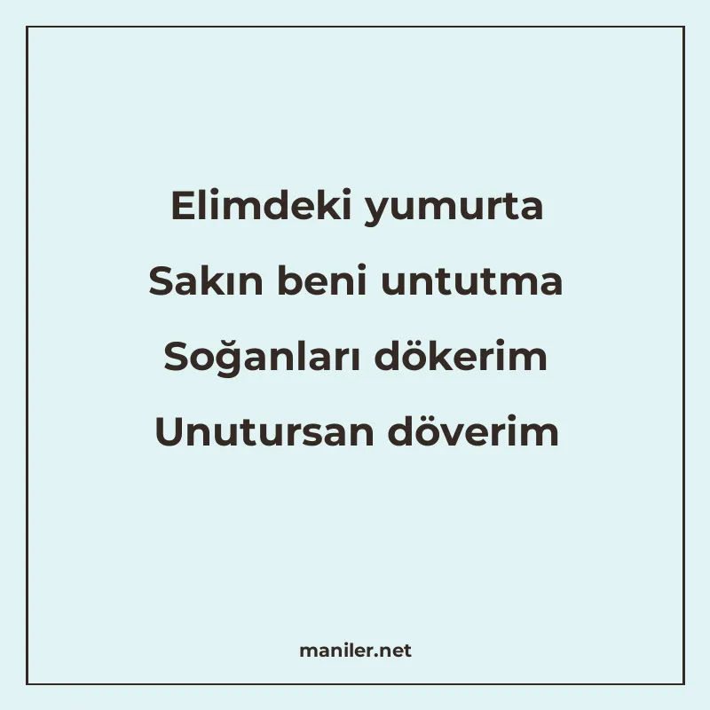 Elimdeki yumurta Sakın beni untutma Soğanları dökerim Unutur manisi görseli