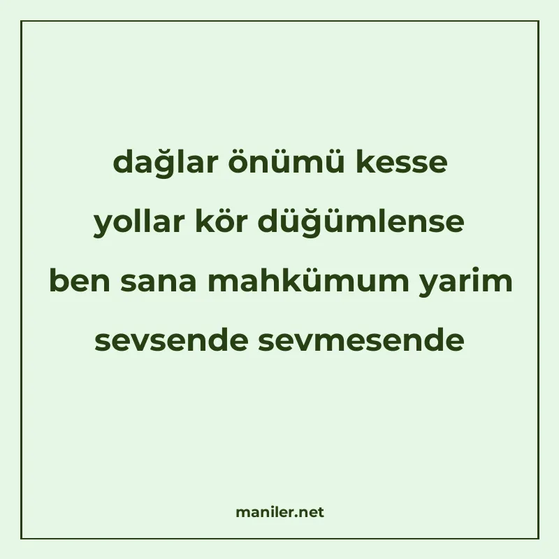 dağlar önümü kesse yollar kör düğümlense ben sana mahkümum y manisi görseli