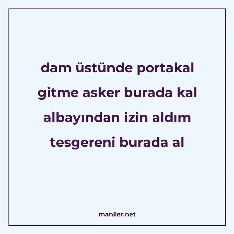 dam üstünde portakal gitme asker burada kal albayından izin manisi görseli