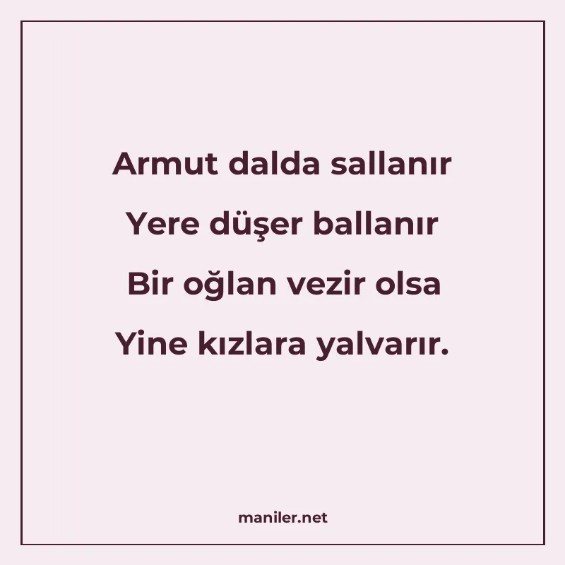 Armut dalda sallanır Yere düşer ballanır Bir oğlan vezir ols manisi görseli