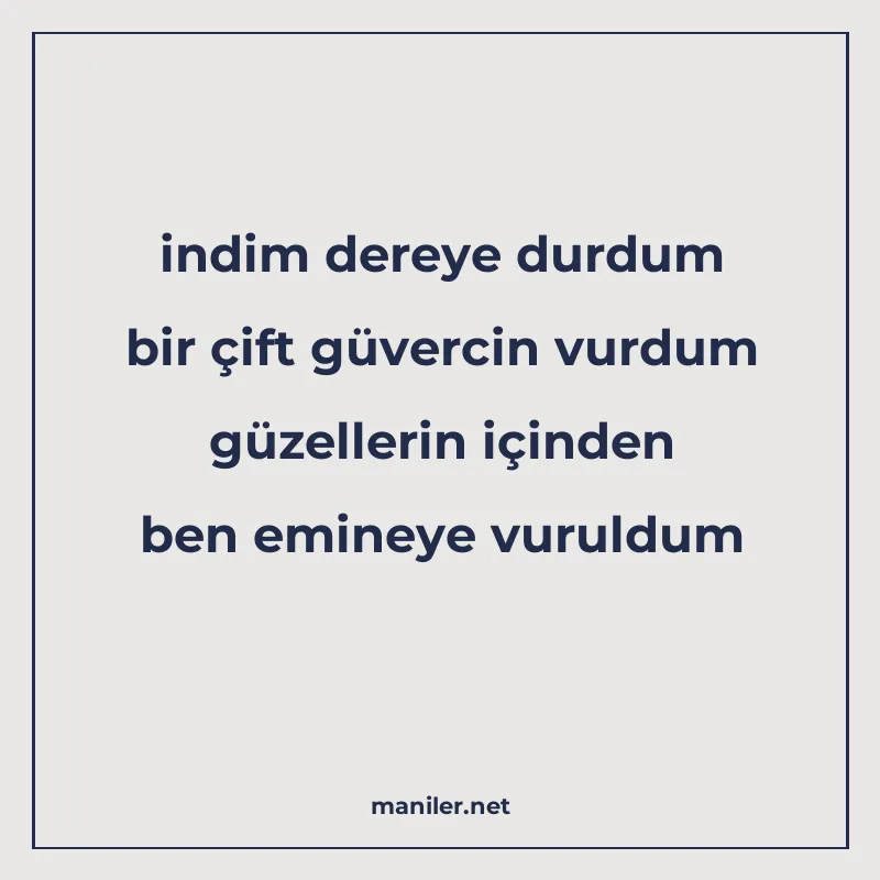 indim dereye durdum bir çift güvercin vurdum güzellerin için manisi görseli
