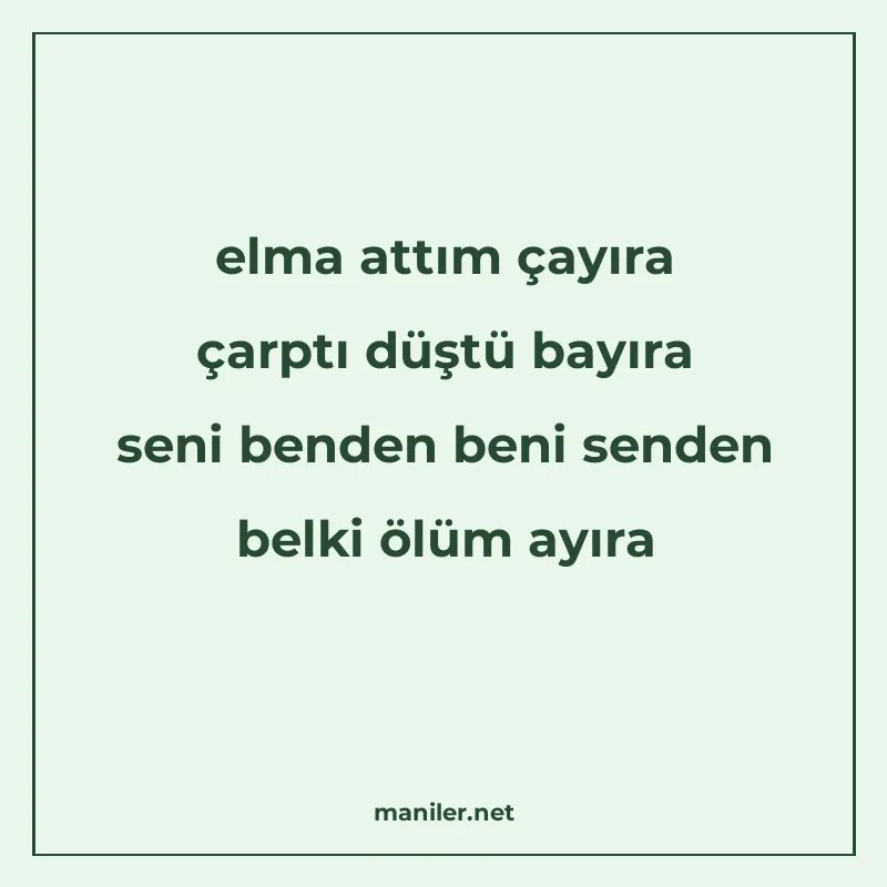 elma attım çayıra çarptı düştü bayıra seni benden beni sende manisi görseli