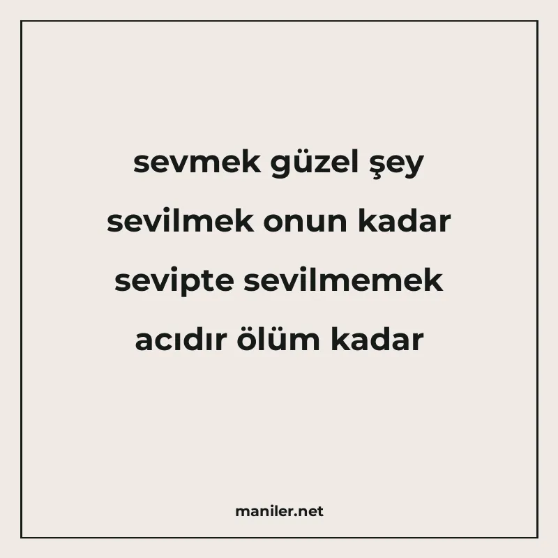 sevmek güzel şey sevilmek onun kadar sevipte sevilmemek acıd manisi görseli