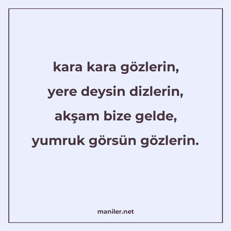 kara kara gözlerin, yere deysin dizlerin, akşam bize gelde manisi görseli