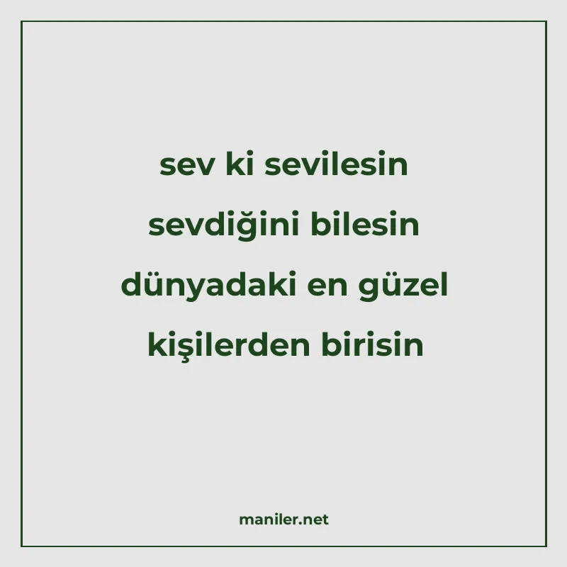 sev ki sevilesin sevdiğini bilesin dünyadaki en güzel kişile manisi görseli