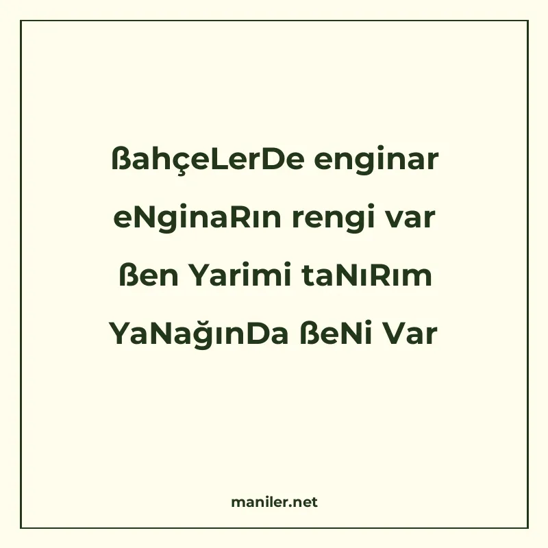ßahçeLerDe enginar eNginaRın rengi var ßen Yarimi taNıRım Ya manisi görseli