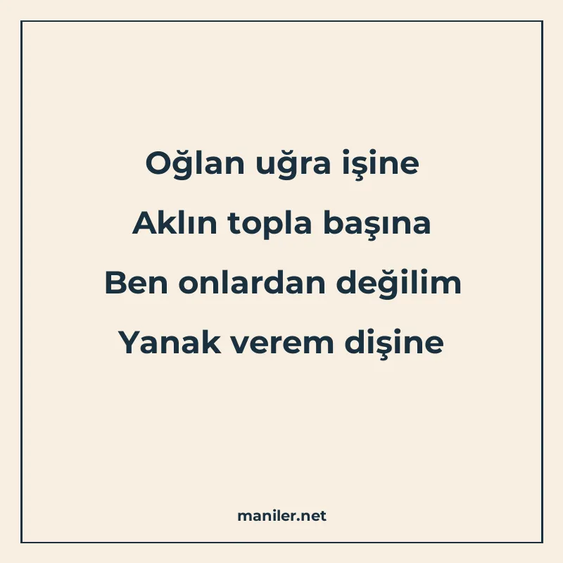Oğlan uğra işine Aklın topla başına Ben onlardan değilim Yan manisi görseli