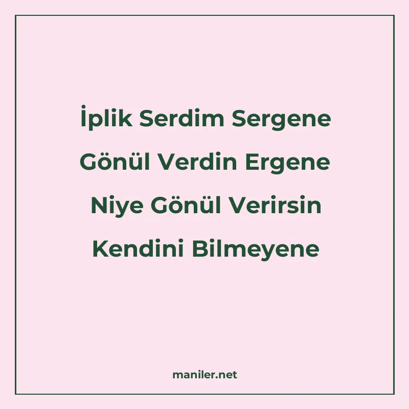 İplik Serdim Sergene Gönül Verdin Ergene Niye Gönül Verirsin manisi görseli