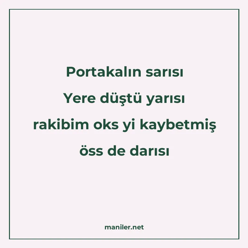 Portakalın sarısı Yere düştü yarısı rakibim oks yi kaybetmiş manisi görseli
