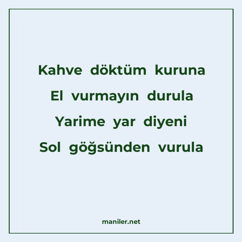 Kahve döktüm kuruna El vurmayın durula Yarime yar diyeni Sol manisi görseli
