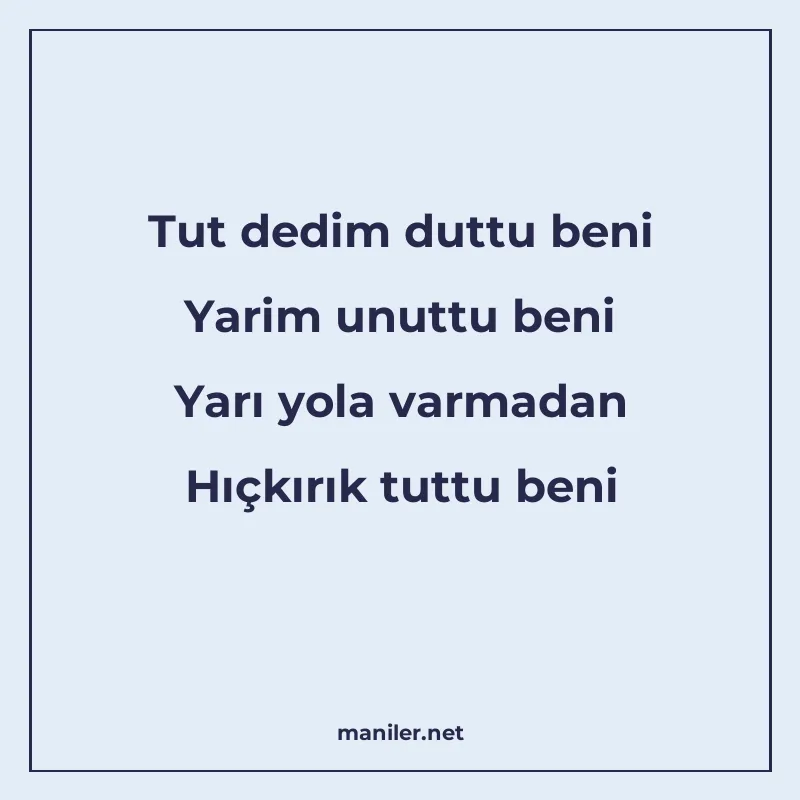 Tut dedim duttu beni Yarim unuttu beni Yarı yola varmadan Hı manisi görseli