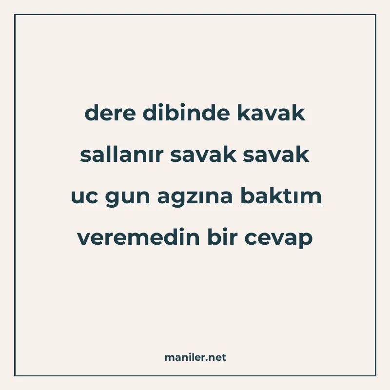 dere dibinde kavak sallanır savak savak uc gun agzına baktım manisi görseli