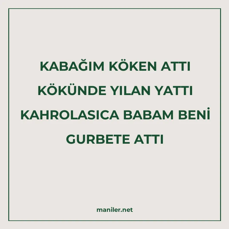 KABAĞIM KÖKEN ATTI KÖKÜNDE YILAN YATTI KAHROLASICA BABAM BEN manisi görseli