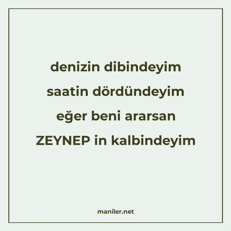 denizin dibindeyim saatin dördündeyim eğer beni ararsan ZEYN manisi görseli
