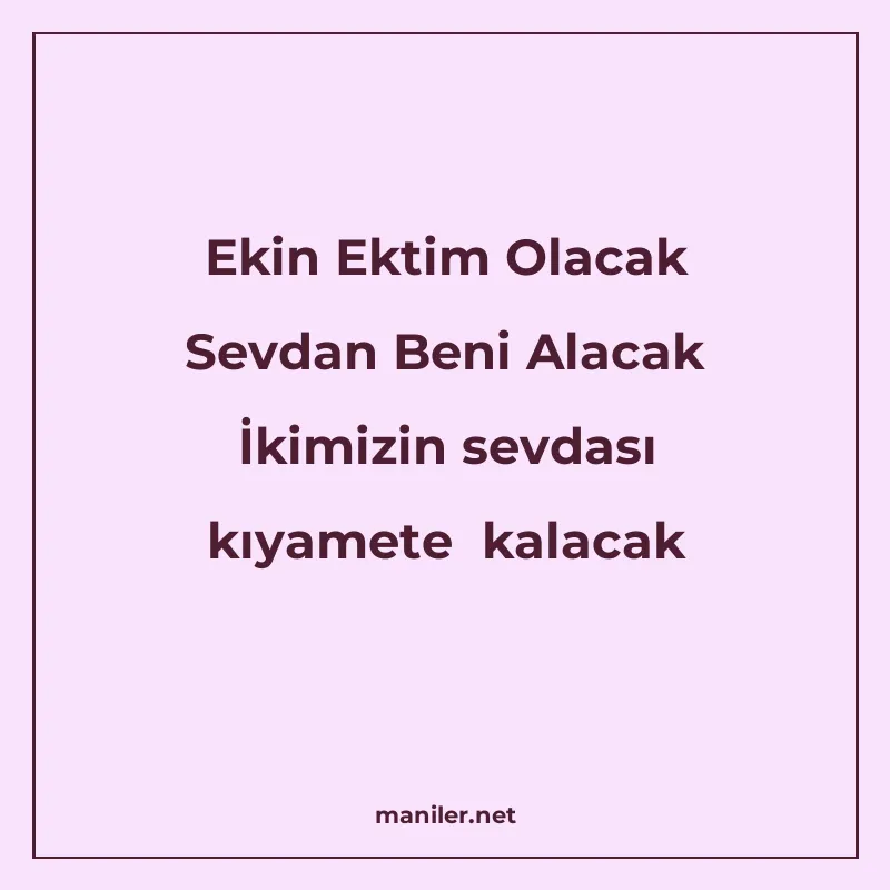 Ekin Ektim Olacak Sevdan Beni Alacak İkimizin sevdası kıyame manisi görseli