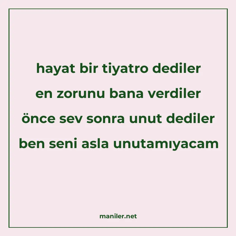 hayat bir tiyatro dediler en zorunu bana verdiler önce sev s manisi görseli
