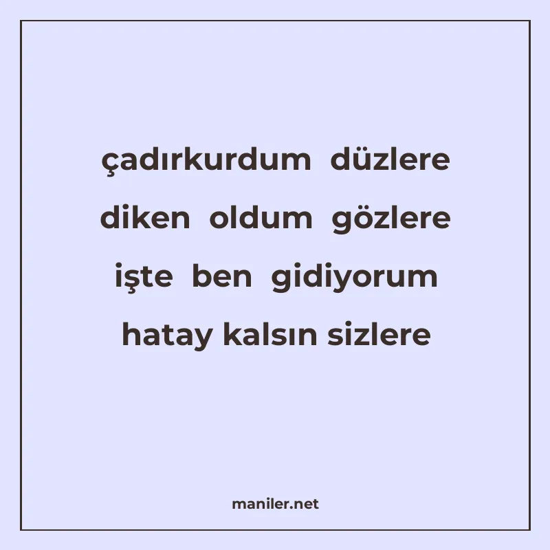 çadırkurdum düzlere diken oldum gözlere işte ben gidiyorum h manisi görseli