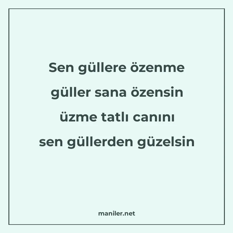 Sen güllere özenme güller sana özensin üzme tatlı canını sen manisi görseli