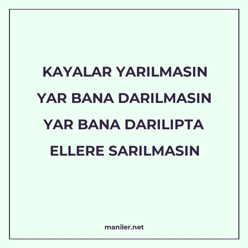 KAYALAR YARILMASIN YAR BANA DARILMASIN YAR BANA DARILIPTA EL manisi görseli