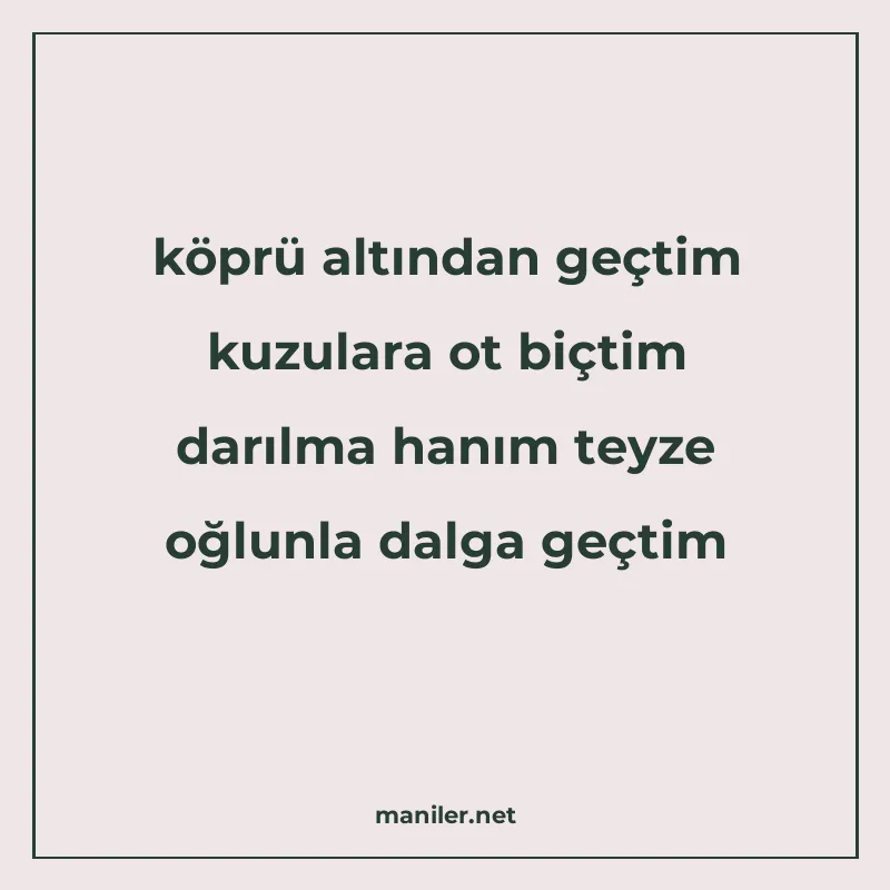 köprü altından geçtim kuzulara ot biçtim darılma hanım teyze manisi görseli