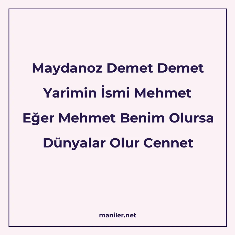 Maydanoz Demet Demet Yarimin İsmi Mehmet Eğer Mehmet Benim O manisi görseli