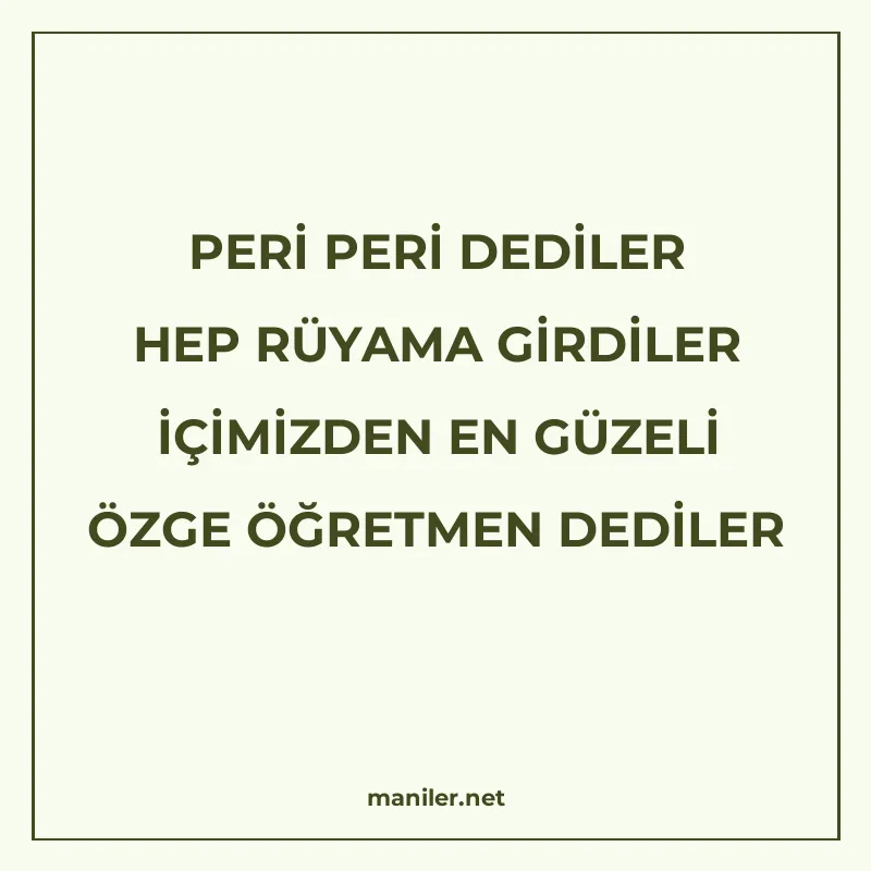 PERİ PERİ DEDİLER HEP RÜYAMA GİRDİLER İÇİMİZDEN EN GÜZELİ ÖZ manisi görseli