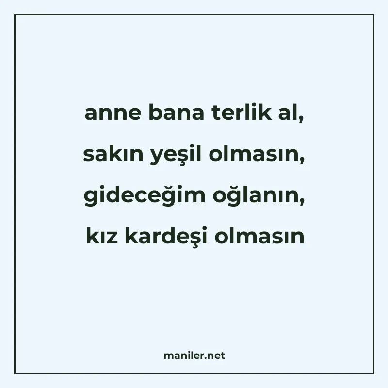 anne bana terlik al, sakın yeşil olmasın, gideceğim oğlanın manisi görseli