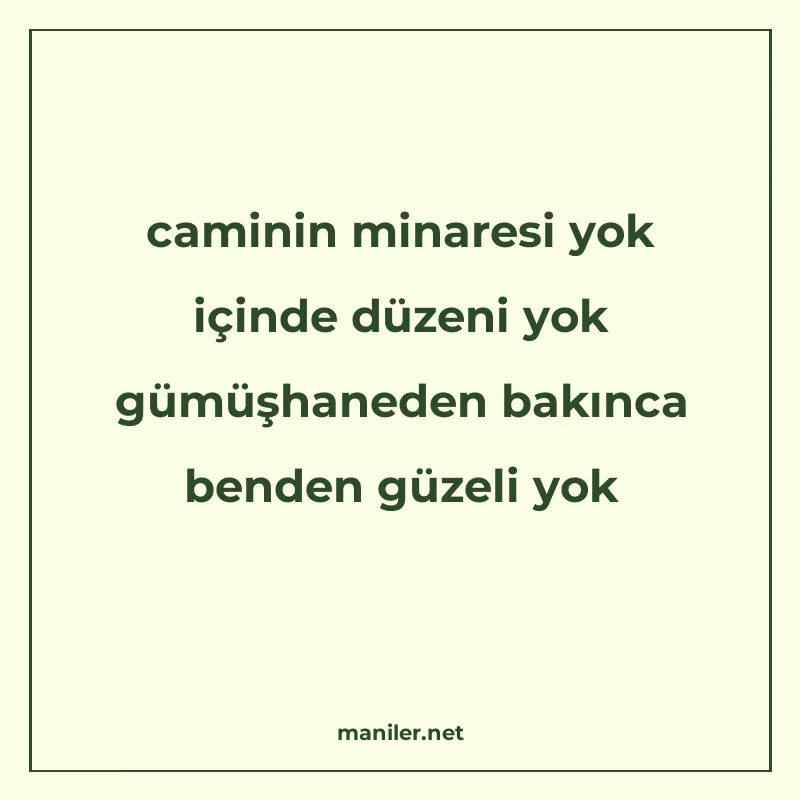 caminin minaresi yok içinde düzeni yok gümüşhaneden bakınca manisi görseli