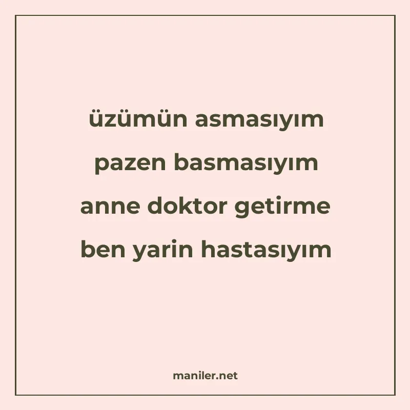 üzümün asmasıyım pazen basmasıyım anne doktor getirme ben ya manisi görseli