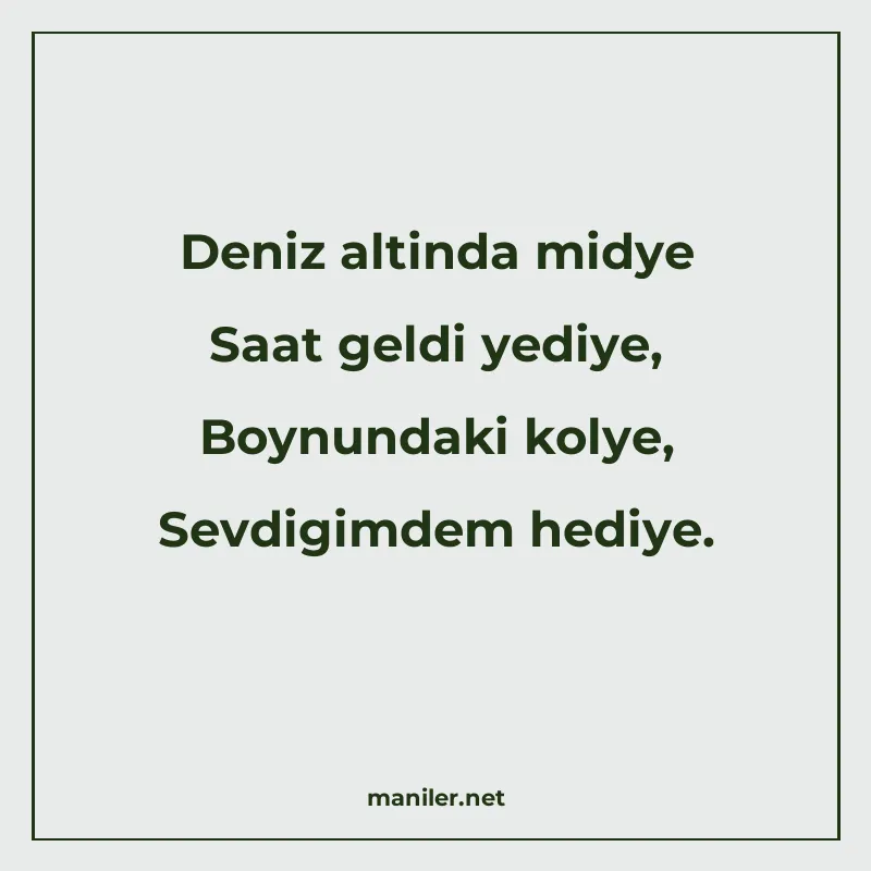 Deniz altinda midye Saat geldi yediye, Boynundaki kolye, Sev manisi görseli